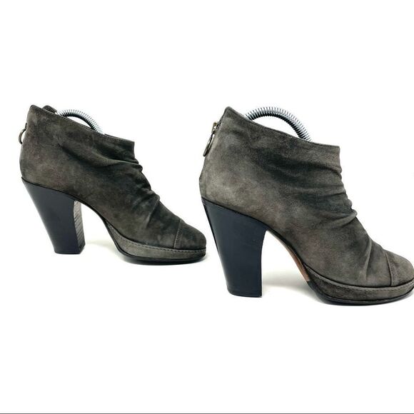 Fiorentini + Baker Nia Grey Suede Ruched Ankle Heeled Boots 36.5/6.5 - Picture 3 of 9